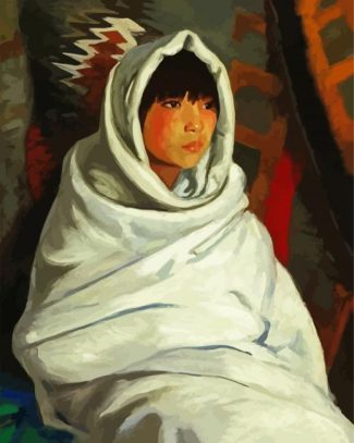 Girl In White Blanket diamond painting