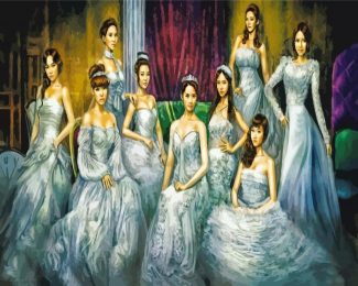 Girls Wearing Ball Gown Dresses diamond painting