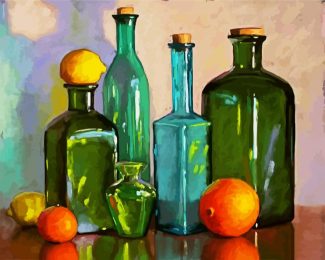 Glass Bottles And Lemons diamond painting