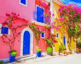 Greece Kefalonia Houses diamond painting