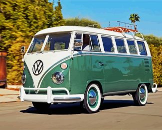 Green Volkswagen Combi diamond painting