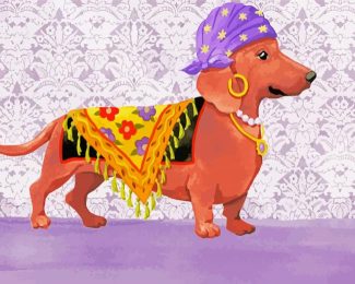 Gypsy Dachshund Dog diamond painting