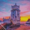 Belem Tower At Sunset In Lisbon Portugal diamond painting