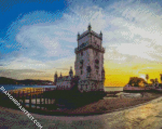 Belem Tower At Sunset Time diamond painting