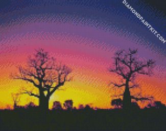 Boab Tree Silhouette diamond painting