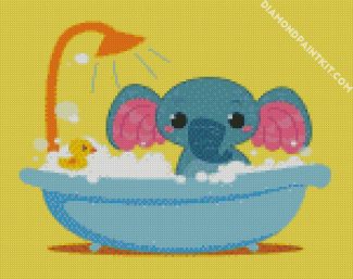 Cute Elephant In Bathtub diamond painting