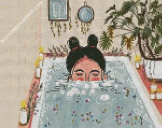 Girl Underwater In The Bathtub diamond painting