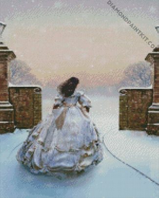 Girl With Ball Gown In Snow diamond painting