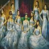 Girls Wearing Ball Gown Dresses diamond painting