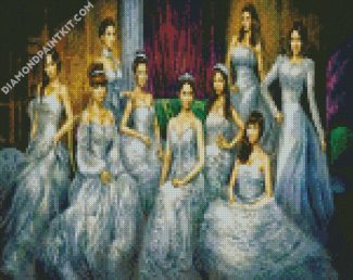 Girls Wearing Ball Gown Dresses diamond painting