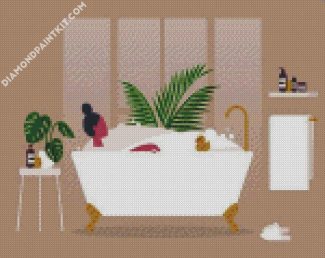 Illustration Girl In Bathtub diamond painting