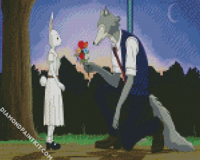 Legosi Giving Flowers To Abru Beastars diamond painting