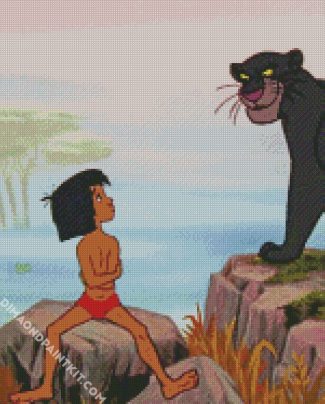 Little Mowgli And Bagheera diamond painting