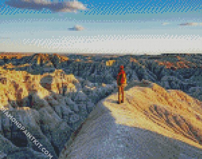 Man On The Top Of Badlands National Park diamond painting