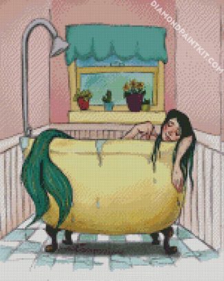 Mermaid Sleeping In The Bathtub diamond painting