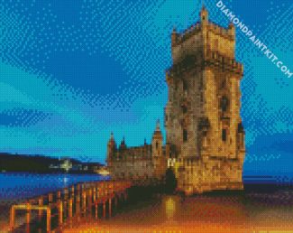 Portugal Belem Tower At Night diamond painting