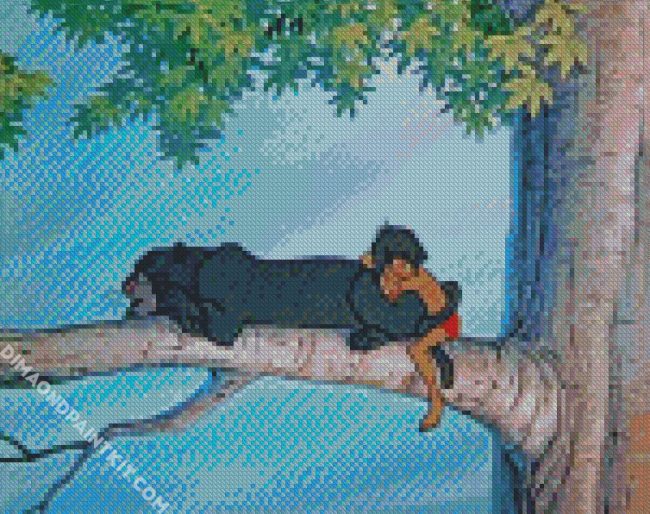 Sleeping Bagheer And Mowgli diamond painting