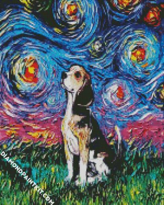 Starry Night Beagle Dog diamond painting