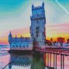 Sunset In Belem Tower diamond painting