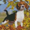 Beagle Dog Fall Leaves diamond painting