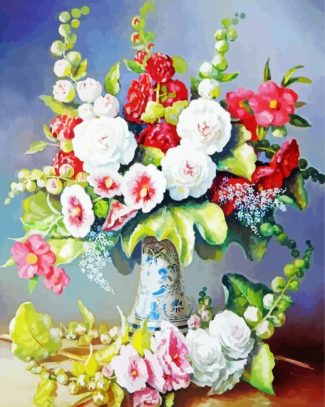 Hollyhocks Vase diamond painting