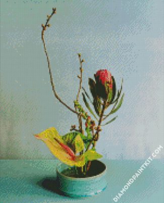 Ikebana Protea diamond painting