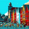 Illustration Bergen Norway diamond painting