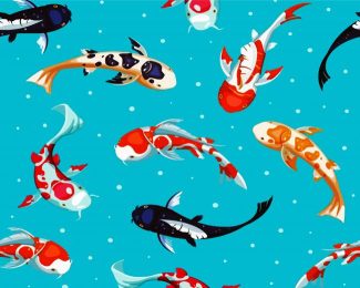 Illustration Koi Carp Fish diamond painting