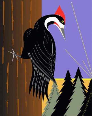 Illustration Woodpecker diamond painting