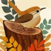 Illustration Wren Bird diamond painting