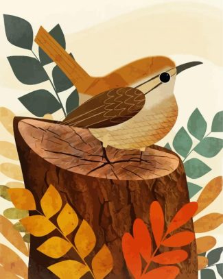 Illustration Wren Bird diamond painting