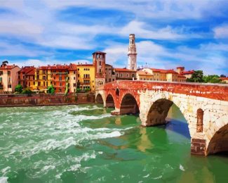 Italy Verona Castelvecchio Bridge diamond painting