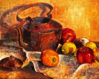 Kettle And Apples Still life diamond painting