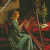 Lady Playing Harp diamond painting