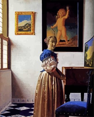 Lady Standing At a Virginal By Vermeer diamond painting