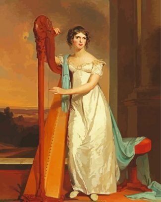 Lady With A Harp diamond painting