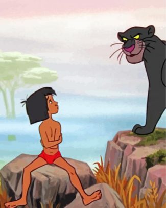 Little Mowgli And Bagheera diamond painting