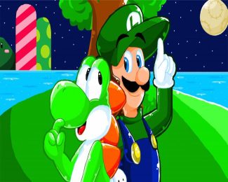 Luigi And Yoshi diamond painting