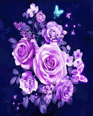 Magical Violet Roses diamond painting