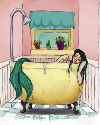 Mermaid Sleeping In The Bathtub diamond painting