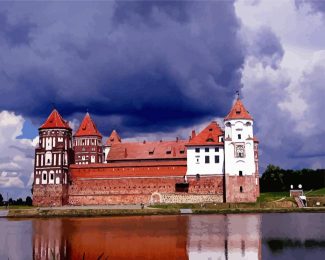 Mir Castle Complex Reflection In Belarus diamond painting