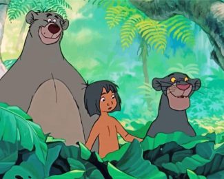 Mowgli And Bagheera And Baloo diamond painting