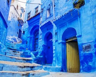 Old Blue Houses Chefchaouen diamond painting