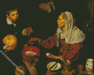 Old Woman Frying Eggs Velazquez diamond painting