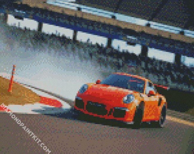 Orange Car Drifting diamond painting