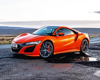 Orange Honda Car diamond painting