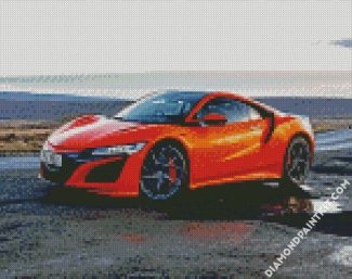 Orange Honda Car diamond painting