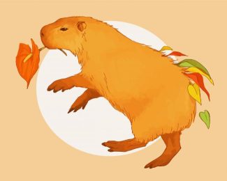 Orange Capybara diamond painting