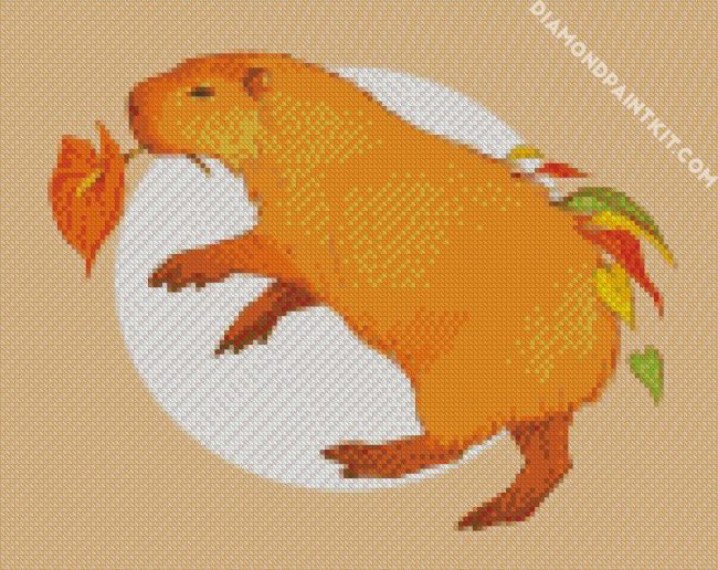 Orange Capybara diamond painting