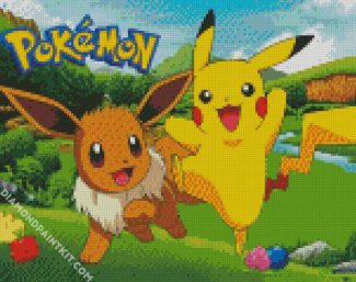 Pikachu And Eevee diamond painting